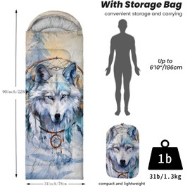 Sleeping Bags for Adults Youth Kids,3D Printing Camping Sleeping Bag for Girls Boys Lightweight Waterproof Cold/Warm Weather Sleeping Bag for 3 Seasons