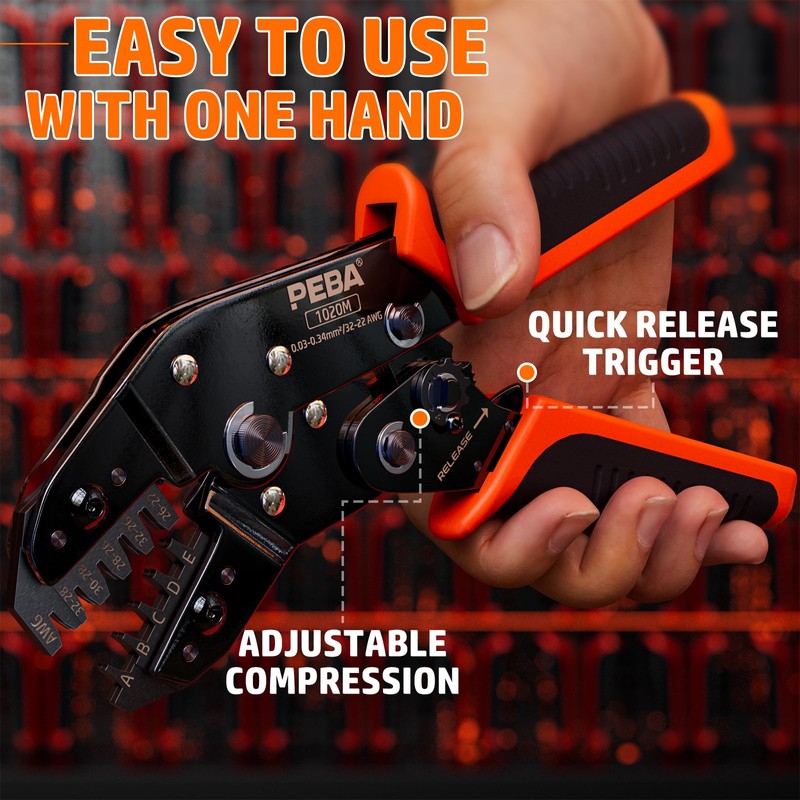 PEBA JST Ratcheting Crimper 32-22 AWG for 1.0mm/1.25mm/1.5mm/2.0mm Pitch Micro