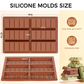 Chocolate Molds - Non-Stick Chocolate Bar Mold, Food Grade Silicone Deep Chocolate Bar Mold for Dubai Chocolate Bar Pistachio, Chocolate Snacks - Set of 2