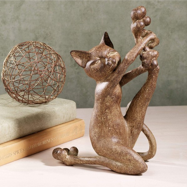 Touch of Class Stretching Cat Exercising Yoga Figurine Table Sculpture