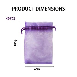 40 Pcs Empty Lavender Bags, Small Drawstring Pouch Small Mesh Bags Drawstring, Purple Jewellery Pouch Jewellery Gift Bag Applicable to Wardrobes Pillows and Shoe Cabinets