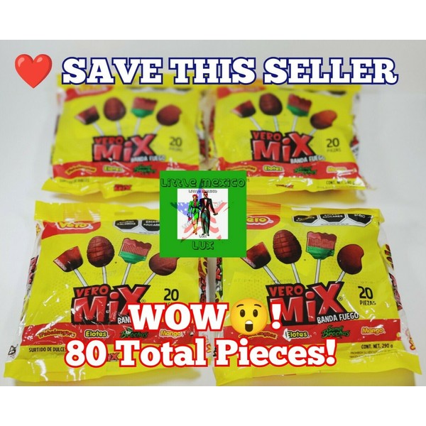 4X Large Packages Paletas Vero Mix Banda Fuego Lollipops 80 Pieces Vero Mango🔥