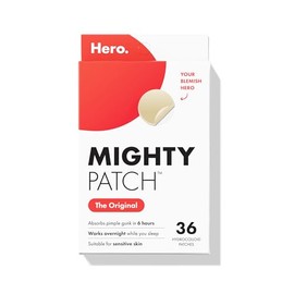 Mighty Patch™ Original de Hero Cosmetics – El parche hidrocoloide #1 para acné y espinillas para reducir granos y puntos blancos en un uso; Adhesivos nocturnos para cara y piel (36 unidades)