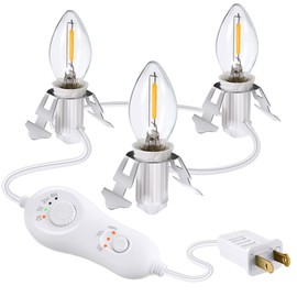 Meonum Timing Dimmable Christmas Village Light Accessory Cord with LED Light Bulbs, C7 Lamp Blow Mold Light with Fuse Wire for Christmas Village House Craft Projects(3 LED Bulb,6.56 Ft)