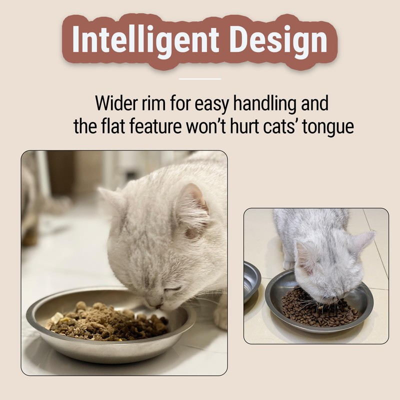 PEDAY 18/8 Stainless Steel Cat Bowls, Whisker Friendly, Human Grade,