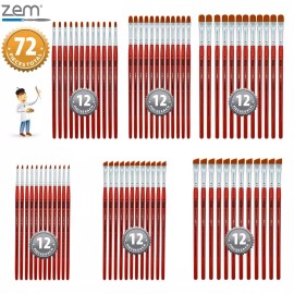 ZEM CLB-4 Classroom Artist Brush Box Set | Filberts & Angles 72 pcs