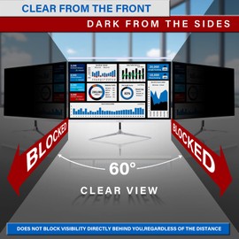 JiSiTeCai 24 Inch Computer Privacy Screen Filter for 16:9 Widescreen Monitor, Removable Eye Protection Anti Glare Blue Light Filter Privacy Shield, Anti Spy Screen Protector Film 24 In