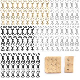 TIESOME 120 Sets Hook and Eye Closures for Clothing (Black, Gold, Silver)