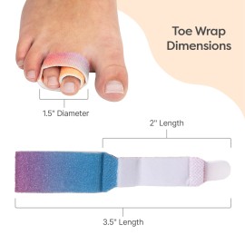 ZenToes Broken Toe Buddy Wraps Cushioned Bandages Hammertoe Straightener Splint - 4 Pieces, ZenRainbow, One Size Fits Most, Original Support