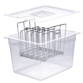 Sous Vide Container with Lid | Fits Most Sous Vide Cookers | Sous Vide Accessories (12 Quarts, Rack)
