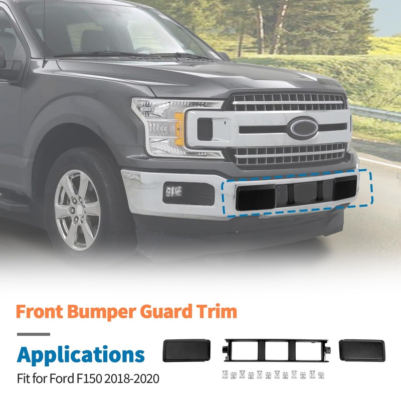 JeCar Black Front Bumper Cover Grille Trim Guards for 2018-2020