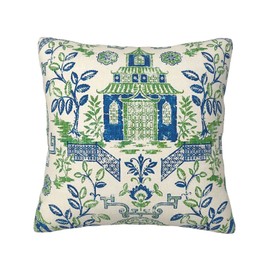 JIMOWANG Chinoiserie Blue Green Decorative Pillows Pillow Cover 18 x 18 Inch Cushion Cover Asian Accent Throw