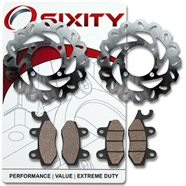 Sixity Front Ceramic Brake Pads Rotor compatible with Yamaha YXR66F Rhino 660 Ducks Unlimited 2007 Complete Set