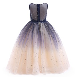 Limlope Flower Girls Tulle Princess Pageant Dresses Sparkle Tulle Satin Embroidered Sequin Dress Sleeveless Party Prom Formal Ball Gown