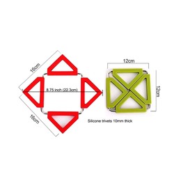 TENTA Kitchen Utility Foldable Silicone Trivets, Expandable/Collapsible (Suqare trivets Set of 6)