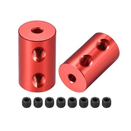 sourcing map 2pcs Rigid Clutch Bolt with 3mm to 3mm Bore L20XD12 Aluminum Alloy Shaft Coupling Connector Motor Accessories Red