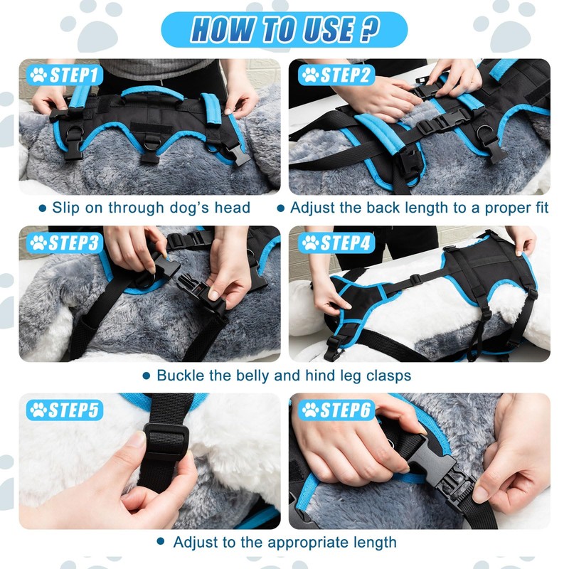 Yeyeplum Dog Lift Harness for Large Male Dogs, 2-in-1, Back