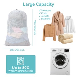 OTraki 2 Stück Wäschesäcke Groß 60x90cm Wäschebeutel für Waschmaschine Laundry Bag Wäschenetz Reise für schmutzwäsche für Decken Rucksack Plüschtiere Lange Röcke