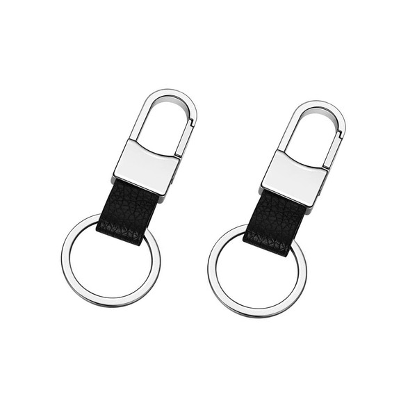 DINGFENG Set of 2 key rings, metal leather car key