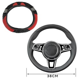 SacJkt Steering Wheel Cover, Winter Steering Wheel Cover, Plush, Non-Slip Universal Car Steering Wheel Cover for Autumn and Winter Season (Black Grey)