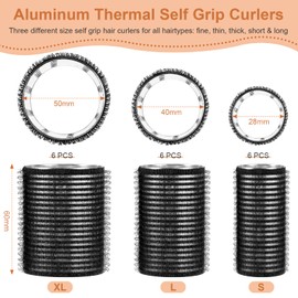 37 Pcs Aluminum Thermal Hair Rollers Set 3 Sizes Self Grip Hair Rollers 18 Pcs Duckbill Hair Clips, Comb Hairdressing Styling Tool, Random Color for Women, Men (Black, 1.1'', 1.57'', 1.97'')