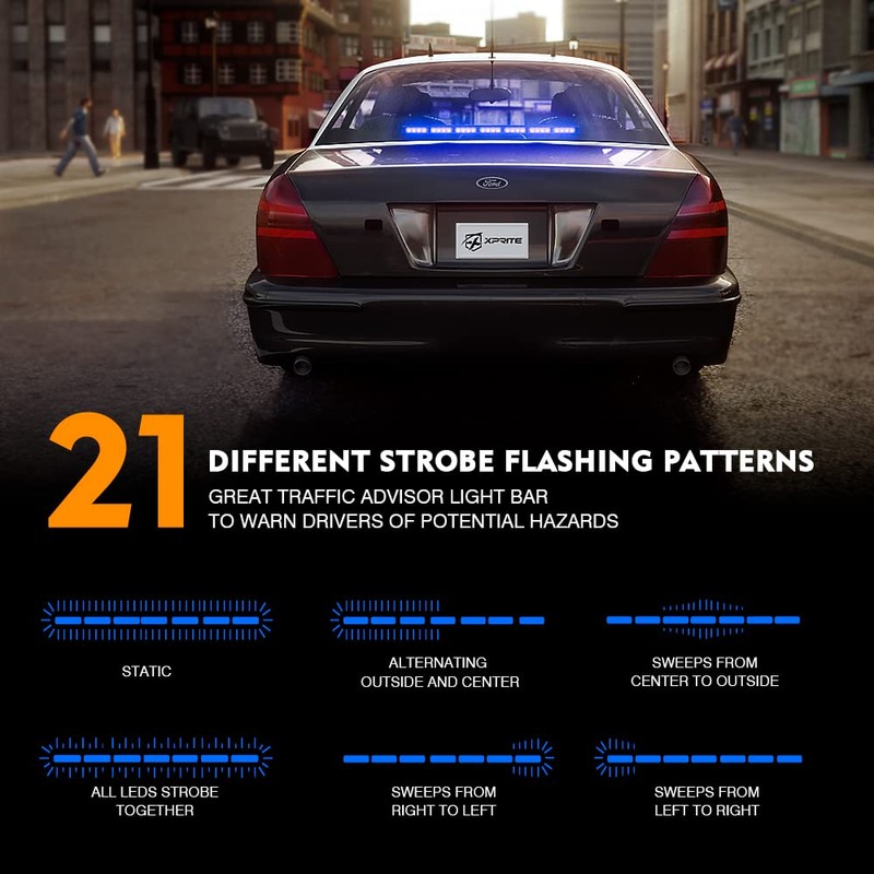 Xprite 31.5 Inch Blue LED Traffic Advisor Strobe Light Bar,