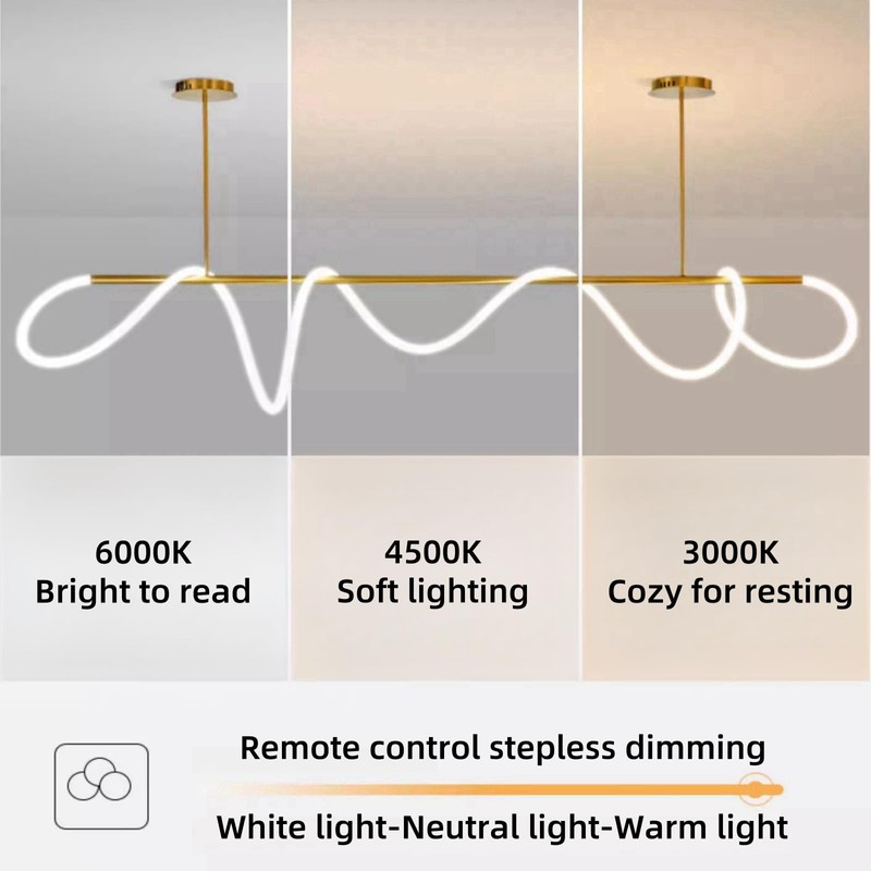 FBFC Modern LED Linear Pendant Light, DIY 59 inch Gold