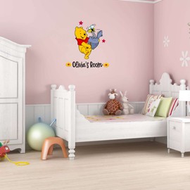 Children Cute Cartoon Wall Decal Decoration Cute Cartoon Bear Honey Bee Theme Home Decor Lasts Years and Easily Removable - Size: 36 in(W) x 40 in(H)
