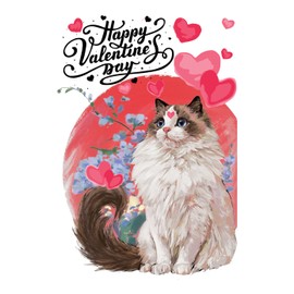 TrObayee Valentine Garden Flag 28 x 40inch Double Sided - 2024,Linen Textures,Valentine Decorations Pink Cute Cat for Home Yard