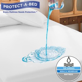 Protect-A-Bed, Allerzip Mattress or Box Spring Encasement, 7” - 12” Height, Waterproof, Zippered, 6-Sided, Queen