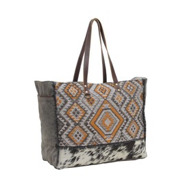 Myra Bag Western Leather Weekender Bag for Women - Geometric Penny