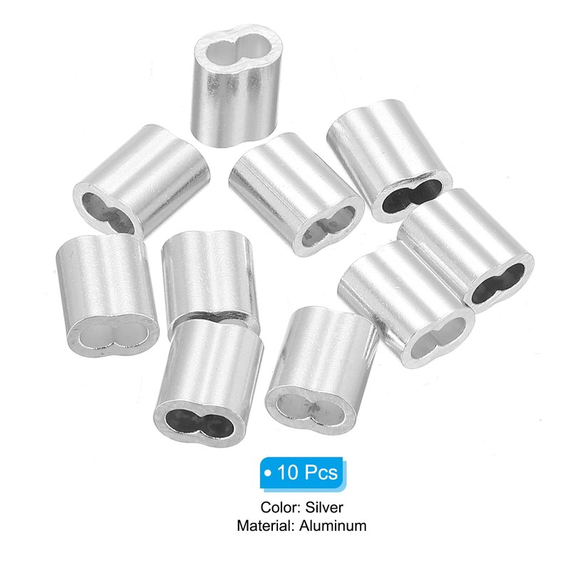 sourcing map 1/8" 3mm Aluminum Crimping Loop Sleeve Double Ferrule