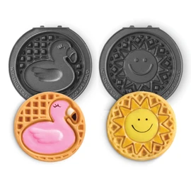 DASH Multimaker Mini System Two 4” Nonstick Removable Waffle Plates (Flamingo & Sun) - 2Pc Plate Pack Compatible with Dash MultiMaker Mini System, Nonstick Surface