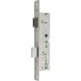 WSS Tubular Frame Lock (Mortice Lock) for Front Door PZW Flat End with Latch and Latch, Backset 30 mm, Distance 92 mm, Nut 8 mm, Stainless Steel
