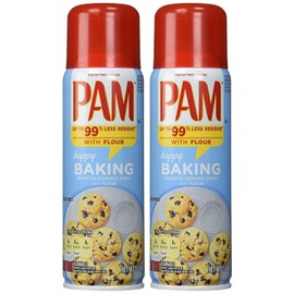 Pam No-Stick Cooking Spray - Happy Baking - With Flour - Net Wt. 5 OZ (141 g) Each - Pack of 2