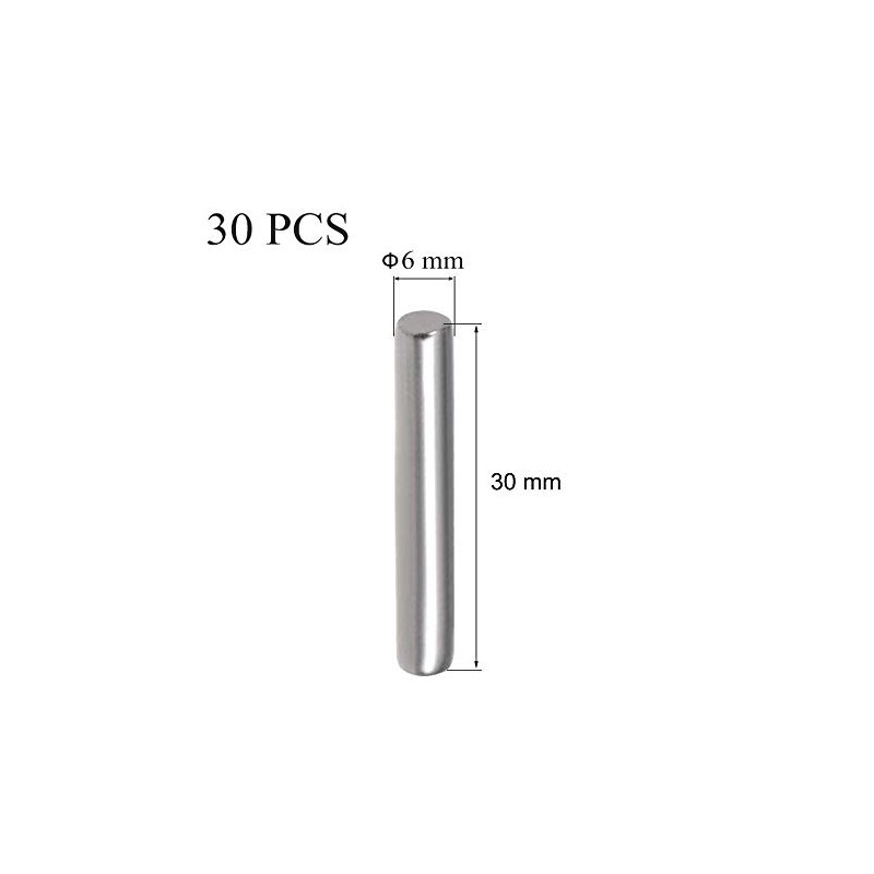 Yesallwas 30PCS 6mm x 30mm Dowel Pin 304 Stainless Steel