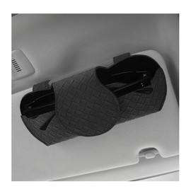 Suvnie Sunglasses Holder for Car Visor, Auto Soft Leather Glasses Case with Magnetic Clips, Car Sun Visor Eyeglasses Holder Protective Box, Universal Interior Car Accessories (Black)