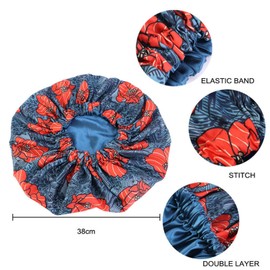 Qianmome - Capó de satén de doble capa extra grande con estampado africano, tejido Ankara, 4 unidades, estilo B., IN