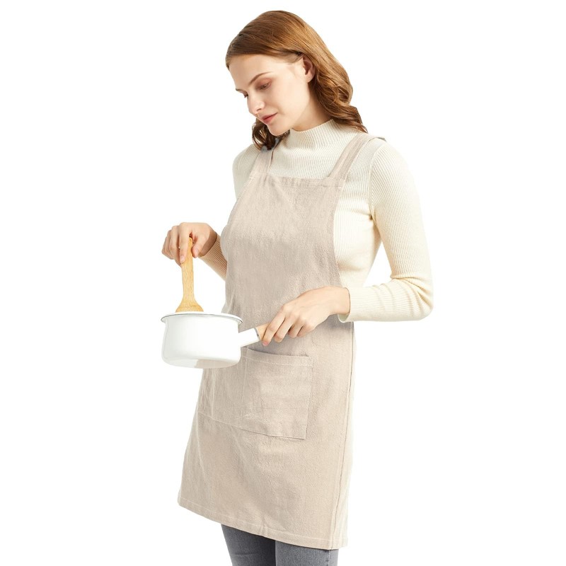 ELEZAY Cross Back Apron with Pockets Kitchen Cooking Chef Baker