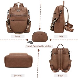 AGLOD Leather Backpack Purse for Women Designer Ladies Shoulder Bag Fashion Faux Work Travel Handbags