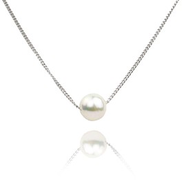 Seashore Uwajima Akoya Pearl, Women's Single Grain Pearl Necklace, White, Rhodium Plated Brass, Pearl pearl Akoya Pearl