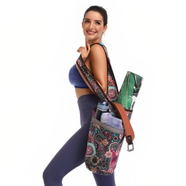Yoga Compotable Large Size Mat Bags For Womans - Holds More Accessories, Adjustable Shoulder Strap With Large Pocket Fits