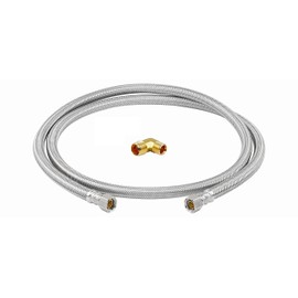 EZ-Fluid - Manguera para lavaplatos de acero inoxidable sin plomo de 72 pulgadas para conectores de manguera de agua fría/caliente, hembra de 3/8 pulgadas x 3/8 pulgadas hembra Comp. Línea de