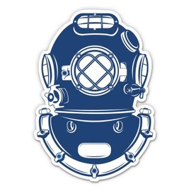 Scuba Diver Diving Helmet Retro - 12" Vinyl Sticker Waterproof Decal