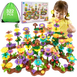 Funsland Flower Garden Building Toys for Girls: 322 PCS Kids Gardening Kit Set Gifts for 3 4 5 6 7 Year Old Toddler