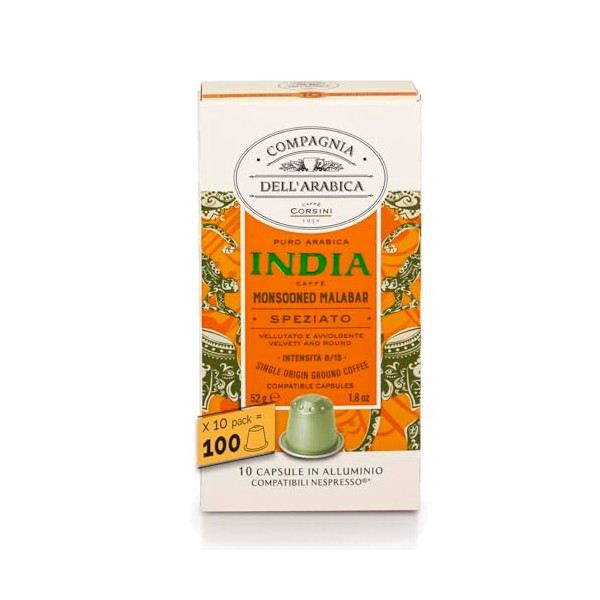 Caffè Corsini Compagnia dell'Arabica, Aluminium Coffee Capsules, Compatible with Nespresso