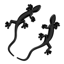 Dickno 2 PCS Gecko Car Stickers, Fashion 3D Gecko Shape Metal Badge Decal, Auto Window Door Bumper DIY Decoration Emblem Sticker, Universal Vehicle Exterior Decor Accessories (Black)