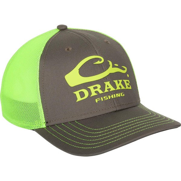 Drake Waterfowl DPF Stretch Fit Cap Charcoal/Neon L/XL