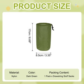 YELARXI Stuff Sack, Nylon Waterproof Storage Sacks Portable Drawstring Dry Stuff Bag Gear Organization with Toggle, 3x5Inch Fit for Backpacking Camping Traveling Hiking(Dark Green)