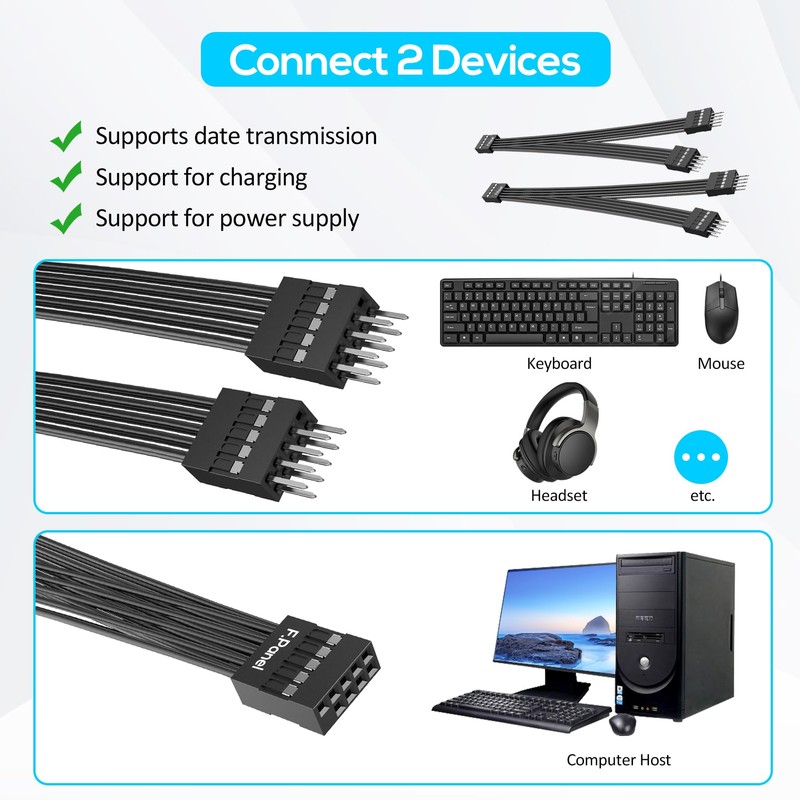 PLEASANTLY PC Power Switch Splitter, 9-Pin Motherboard Jumper Splitter, 1